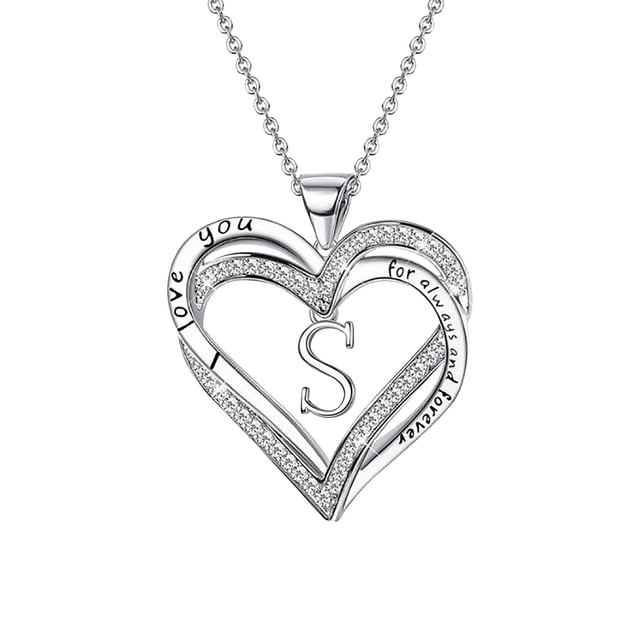 Collar de diamantes de doble corazón para mujer con 26 letras inglesas Collar de pareja Wmkox8yii fajkfhkj107