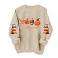 thumbnail image 4 of KEGIRLOM Oversized Halloween Thanksgiving Crewneck Sweatshirt, Pumpkin Fall Graphic Sleeve Print, Spooky Season Casual Outfit Khaki Pullover, 4 of 5