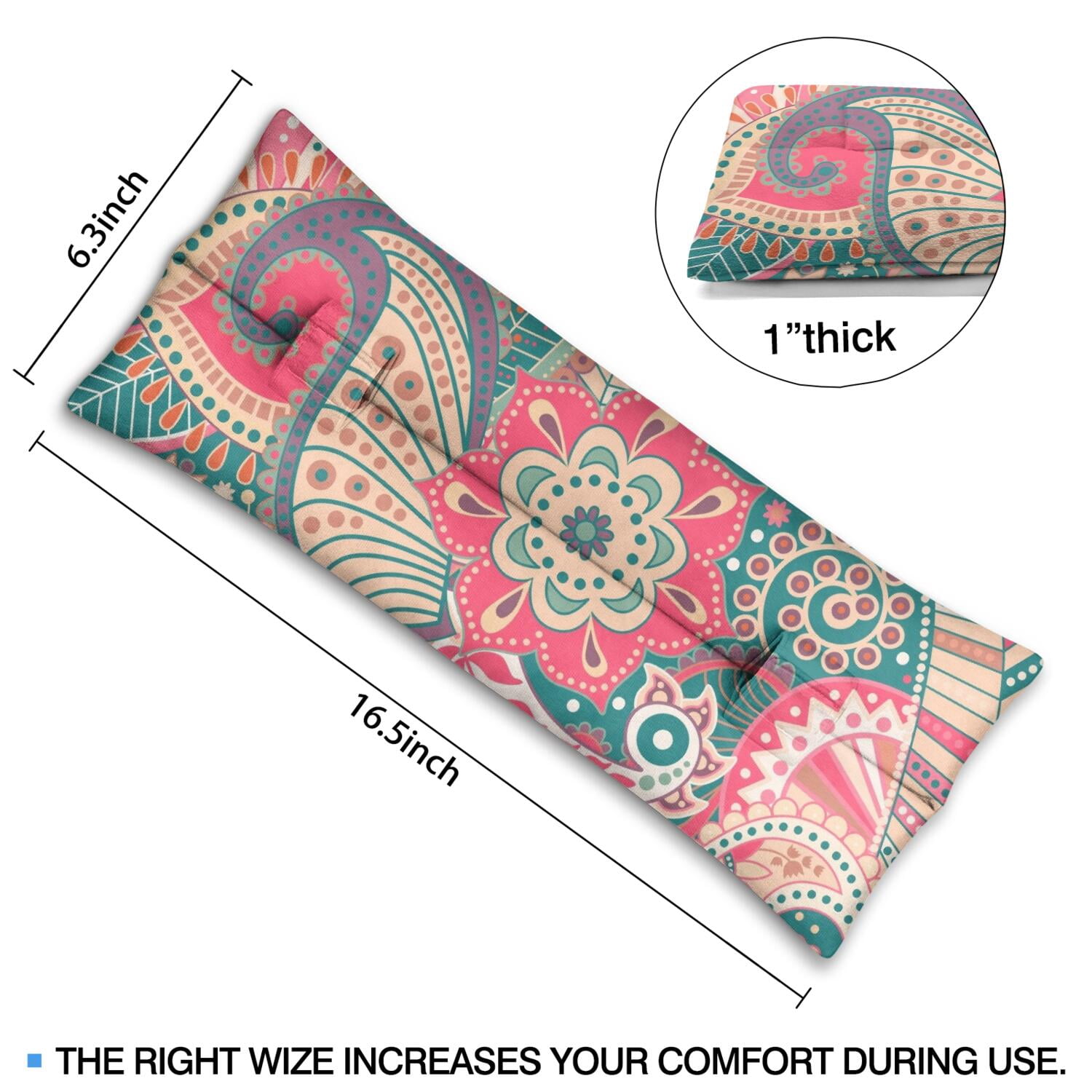 Abstract Decorative Paisley Print Seatbelt Pillow for Post-Surgery - Mastectomy Breast Cancer Heart Surgery Recovery - Mandala Inspired Car Cushion with Hook-and-Loop Straps