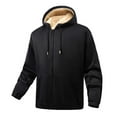 thumbnail image 4 of Donemore Men's Hooded Zipper Sweatshirt Jacket Thickened Fleece-Lined Long Sleeve Solid Color Design Windproof Warm Casual Sportswear Outerwear, 4 of 4