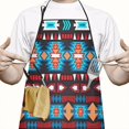 thumbnail image 2 of Blue and Orange Geometric Boho Pattern Apron-Garden Aprons for Women with Pockets-Cotton Linen Waterproof Kitchen Cooking Gardening Aprons Adjustable for Kitchen,Cooking,BBQ and Salon 33x27 Inch, 2 of 7