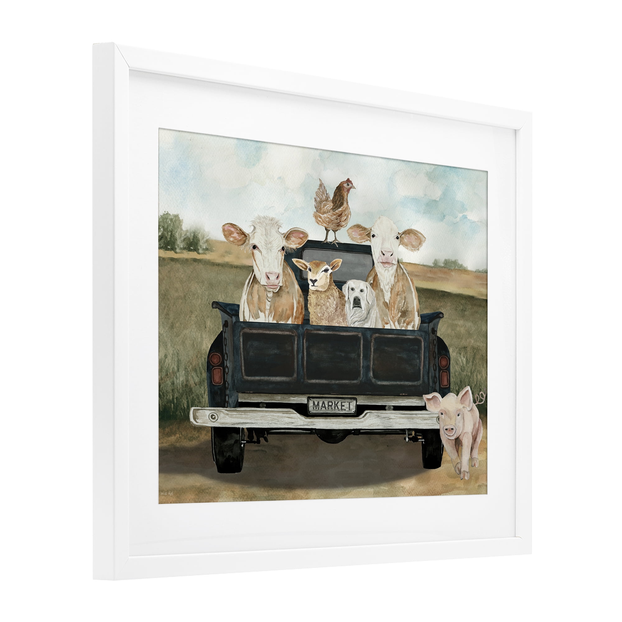 Stupell Industries Ready For A Farm Ride White Framed Print Under Glass, design by Cindy Jacobs