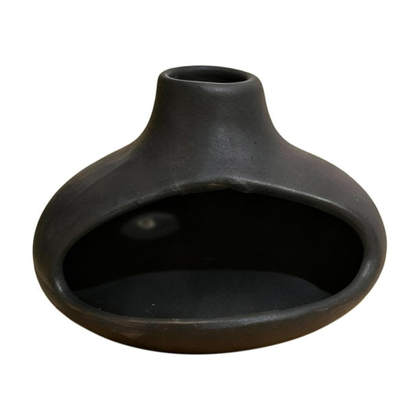 Quemador de incienso de cerámica con acentos decorativos, soporte de Palo Santo, adorno, cuenco para sahumar negro