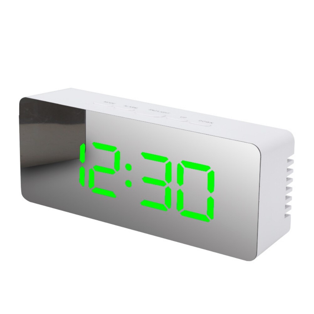 USB Powered Alarm Clock, Portable Modern Battery Operated Mirror Clock