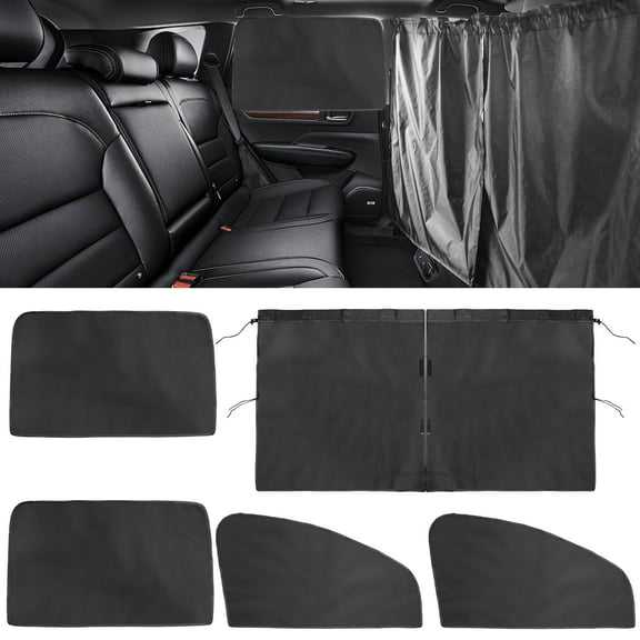 2pcs Car Window Shades with Privacy Curtains, Light Blocking Magnetic Side Window Sun Shades, Black