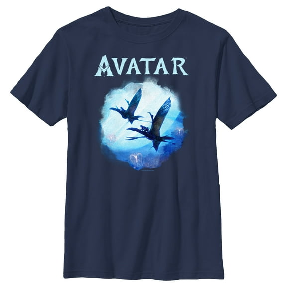 Boy's Avatar: The Way of Water Great Leonopteryx Flight Logo Graphic Tee Navy Blue Medium