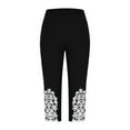 thumbnail image 5 of Womens Capris Leggings Floral Lace High Waist Running Legging Workout Yoga Capri Pants Travel Clothes Black, M, 5 of 6