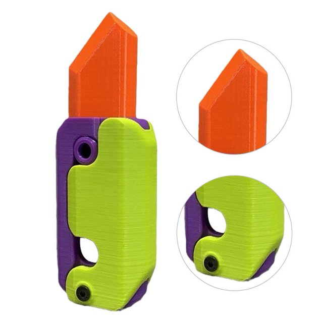 30uds. Cuchillo de juguete de zanahoria con impresión 3D, juguete relajante para adultos y adolescentes (naranja, morado y verde)