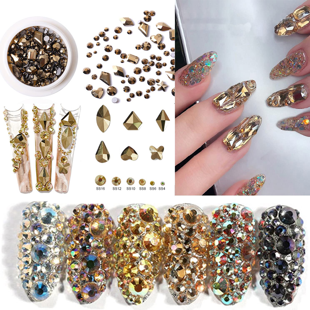 3D Nail Charms Mixed Nail Gems Nail Decorations for Nail Art Coneback  Rhinestones Crystals Nail - style 3 