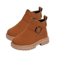 thumbnail image 2 of BRGZLK Girls Snow Boots Winter Fashion Cute Low Heel Anti-Slip Warm Short Booties Outdoor Hiking Walking Shoes for Little Kids/Big Kids Brown 1 Big Kids, 2 of 6