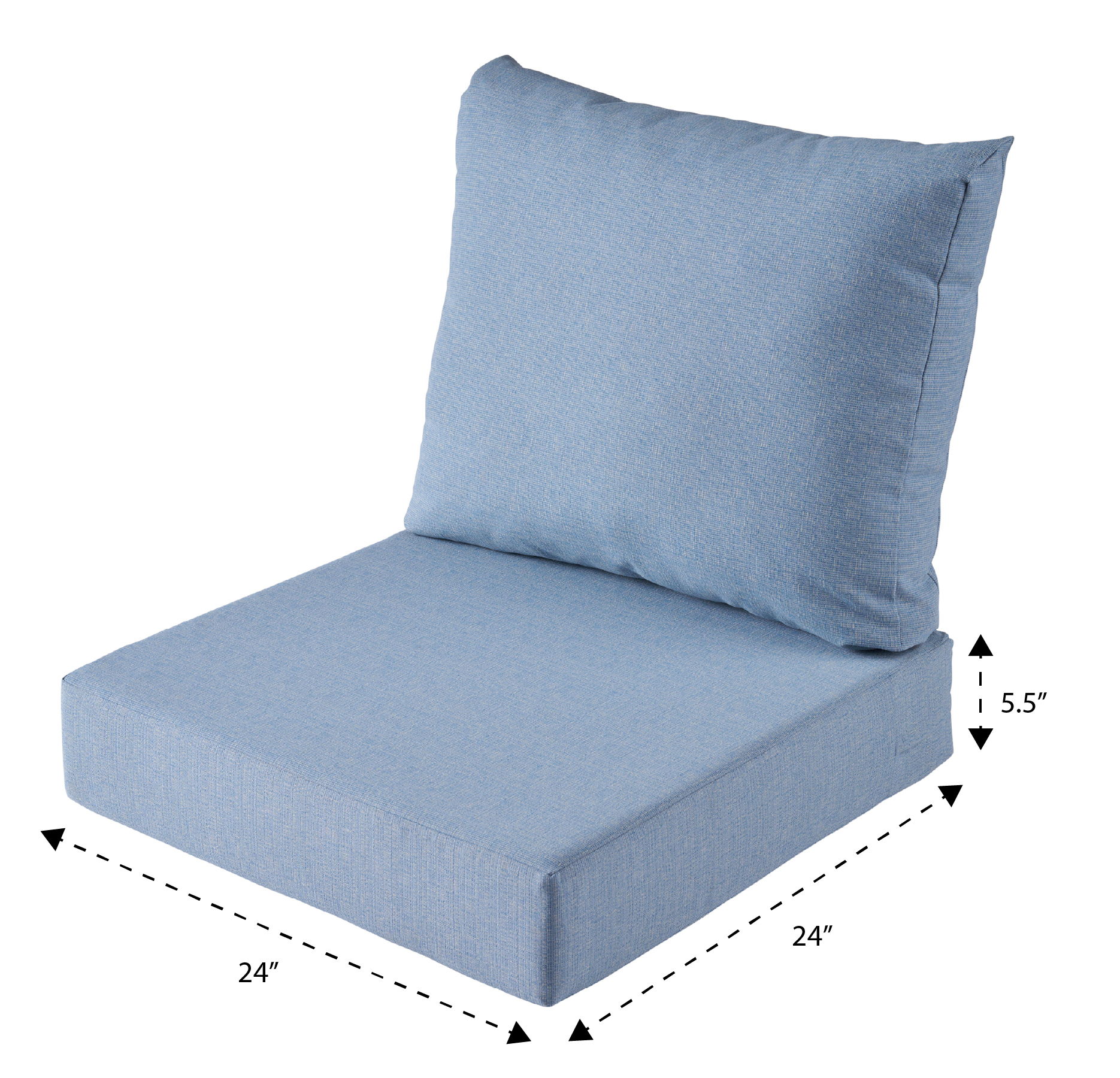 Better Homes & Gardens 24"x 24" Outdoor Deep Seat Cushion, 2-Piece, Light Blue