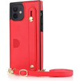 thumbnail image 5 of for iPhone 12 Mini Wallet Case for Women,Removable Adjustable Strap Crossbody Card Holders Cover Neck Strap Lanyard Purse Shoulder Strap w/Kickstand Purse Case for iPhone 12 Mini KB Red, 5 of 14