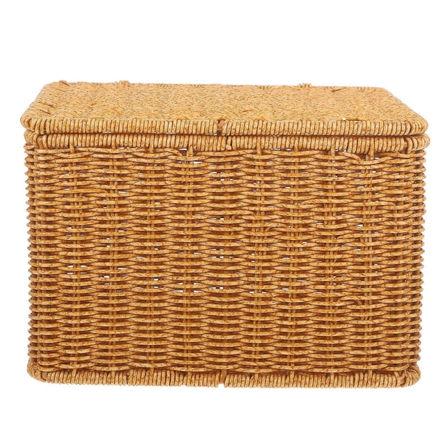 Decorative Storage Box Imitation Rattan Box for Household Brown Plastic Storage Holder Storage 1Set