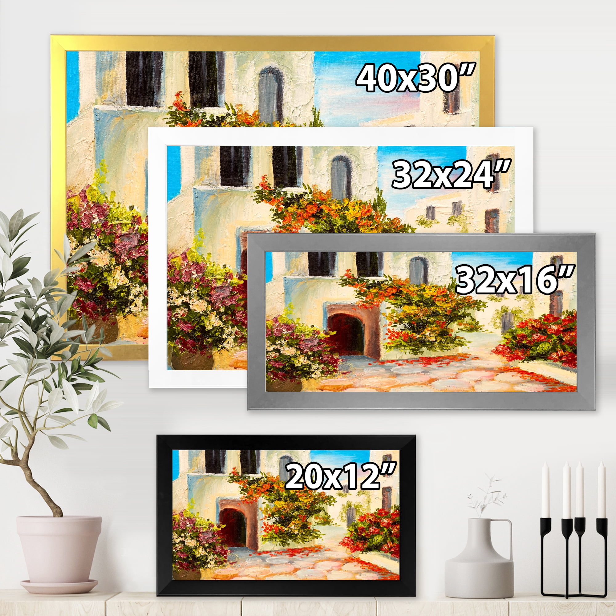 Designart 'The Mountain With Flowers With Little House I' Nautical & Coastal Framed Art Print