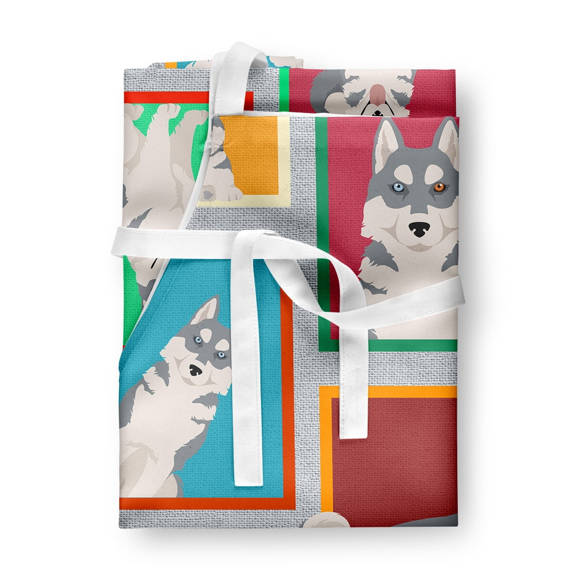 Lots of Grey Siberian Husky Apron 27 in x 30 in