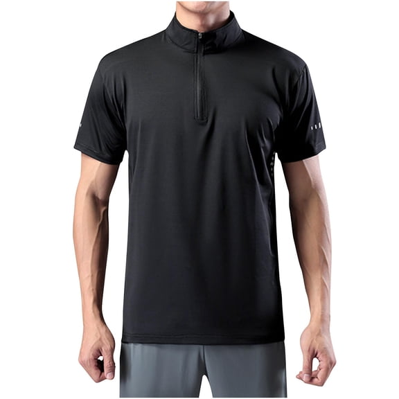 Men's Muscle Dressy Shirts Slim Fit Stretch Lapel Collar Short Sleeve T-Shirts Casual Button Down Summer Tops