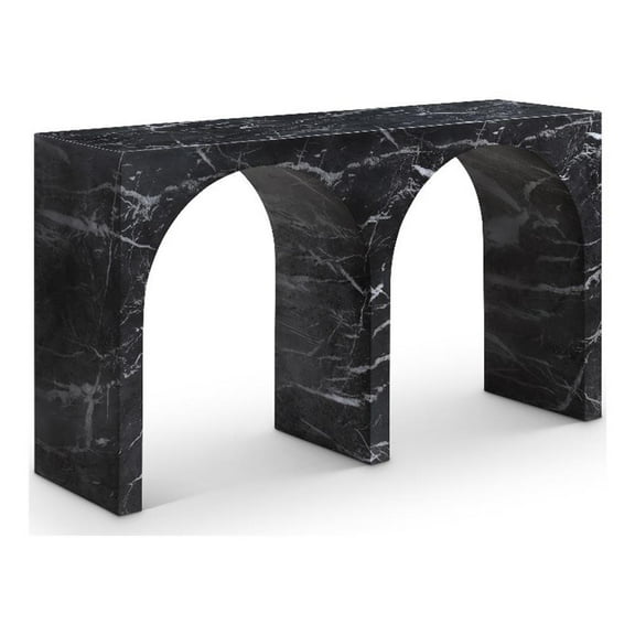 Pemberly Row Modern / Contemporary Black Marble Finish Console Table