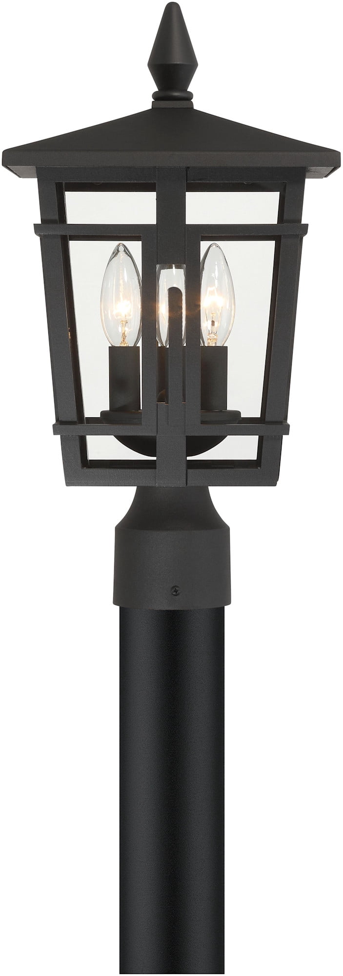 The Great Outdoors 77905 Fieldstone 3 Light 17" Tall Post Light - Sand Coal Black