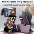 thumbnail image 3 of Detachable Wallet Case for iPhone 16 with RFID Blocking Card Slots Holder, Premium PU Leather Magnetic Kickstand Shockproof Removable Flip Protective Cover with Wristband for iPhone 16, Purple, 3 of 14