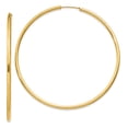 thumbnail image 1 of 14k Yellow Gold Round Endless 2mm Hoop Earrings, 1 of 7