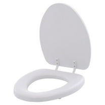 Bemis 113 000 Soft Toilet Seat with Molded Wood and Easy-Clean & Hinges, Elongated, White, 1 Pack Elongated