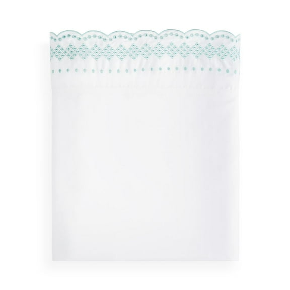 Sky Scalloped Embroidered King Pillowcase, Pair, Mint, 20 x 36