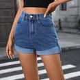 thumbnail image 4 of BUIGTTKLOP Jeans Shorts for Women High Waisted Denim Shorts Folded Hem Stretchy Slim Fitted Summer Shorts, 4 of 6
