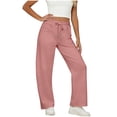 thumbnail image 2 of hoksml Women's Barrel Leg Sweatpants, Drawstring Waist Casual Lounge Pants with Side Pockets, 2 of 7