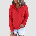 thumbnail image 4 of Pullover Sweater Vest Women Fall Winter Loose Fit Hooded Long-sleeved Bubble One Shoulder with Pocket Solid Color Hoodie Cotton Hoodies Sweatshirts( Red,M), 4 of 5