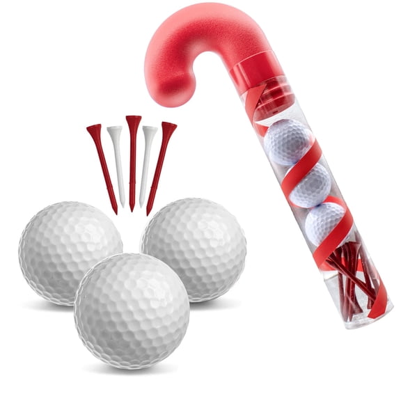 Candy Cane Golf Ball Gift Set – 3 Golf Balls & 10 Wooden Festive Tees