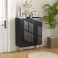 thumbnail image 2 of HOMCOM Narrow Shoe Cabinet, High Gloss Shoe Storage Cabinet, Black, 2 of 10