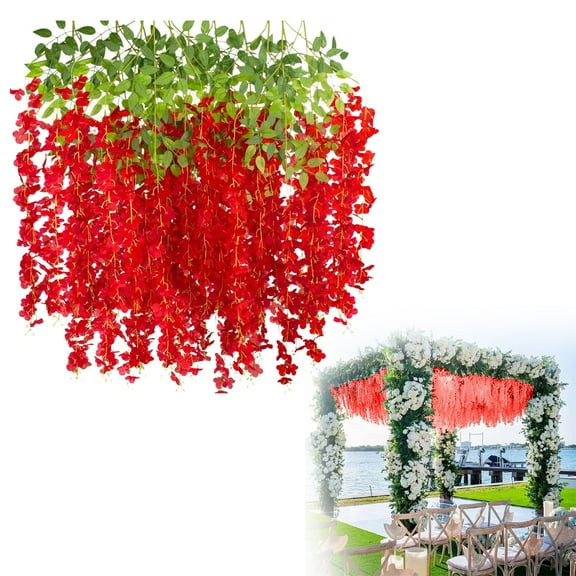 Garlands for Decoration Christmas 12 Pack Wisteria Flower Vines Garland 3.75 Feet Artificial Flower Strings Hanging Flowers Silk Wisteria Garland Flowers Wisteria Vine for Wedding Garden Wall
