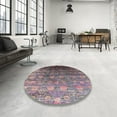 thumbnail image 3 of Ahgly Company Indoor Round Mid-Century Modern Maroon Purple Oriental Area Rugs, 5' Round, 3 of 6