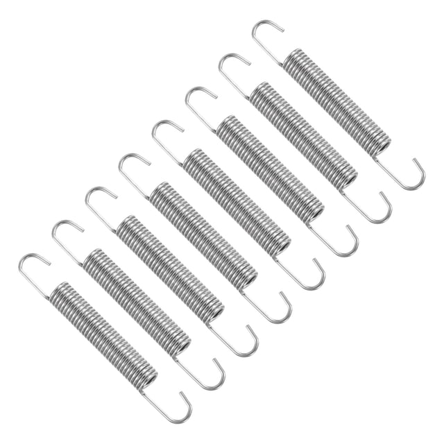 Uxcell 8Pcs Resorte de Extensión de Acero Inoxidable con Gancho Doble para Reparación de Muebles, Diámetro de Alambre de 1.2 mm x 8 mm x 72 mm