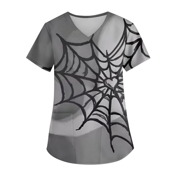 Hearthz Plus Size Valentine Scrubs Love Print V Neck Short Sleeve Nursing Uniform Stretch Women's Workwear with Pockets S-5xl