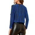 thumbnail image 3 of INSPIRE CHIC Women's Sparkle Long Sleeve Draped Collar Cropped Cardigan M Blue, 3 of 7