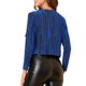 thumbnail image 3 of Cárdigan corto con cuello drapeado de manga larga con brillo de INSPIRE CHIC para mujer XS Azul, 3 of 7
