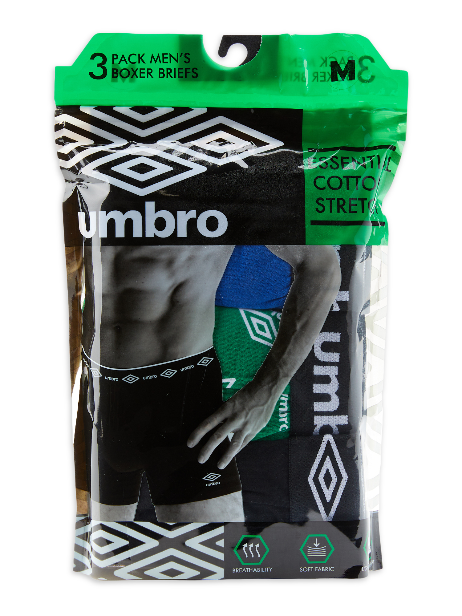 Umbro Men's Cotton Stretch Boxer Briefs, 6-Pack