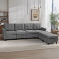 thumbnail image 6 of BUIORD 115" Modular Sectional Couch with Storage, 6 Seat Couches and Sofas for Living Room, U-Shaped Sectional Couch with Reversible Chaises, Gray, 6 of 8