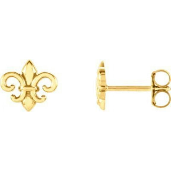 14k Yellow Gold Polished Fleur De Lis Earrings - .9 Grams