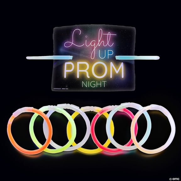 8" Light Up Prom Night Glow Bracelets with Card for 48