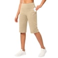 thumbnail image 5 of Yoga Pants With Pockets For Women Womens Long Shorts With Pockets High Waisted Athletic Casual Shorts For Women Athletic Seamless Summer Yoga Shorts Khaki XL, 5 of 7
