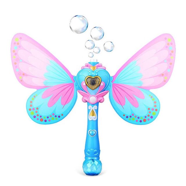 Unicorn Bubble Wand Bubble Machine ( Blue ), Automatic Handheld Outdoor Bubble Toy for Kid Birthday Party, Including 2 Bubble Solution