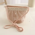thumbnail image 4 of 52-54 cm circunferencia del sombrero sombrero para niños protector solar de verano sombrero de playa sombrilla sombrero de paja sombrero para el sol sombrero de encaje de perlas y conjunto de bolsa, 4 of 5