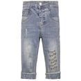 thumbnail image 1 of KIDSCOOL SPACE Baby Girl Boy Elastic Band Inside Ripped Denim Pants,18-24 Months, 1 of 8