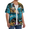 thumbnail image 2 of Sikiie Vintage Pickup Sunflower Dog Men's Wrinkle Free Untucked Cuban Shirt Business Casual Button Down Shirts Short Sleeve ShirtLarge, 2 of 5