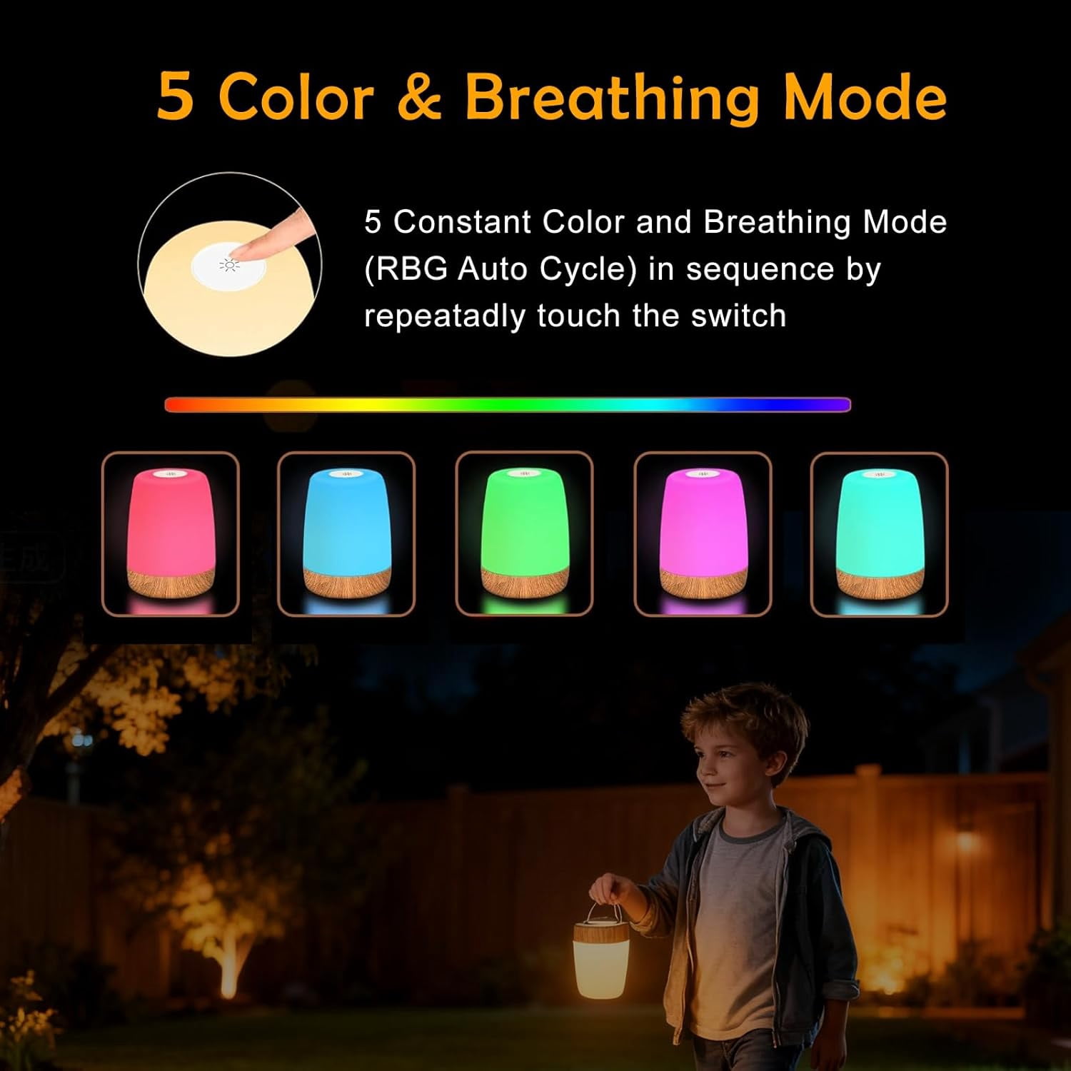 Bedside Baby Night Light, Changing 256 RGB Colors Rechargeable Night Light for Kids, Small Wireless Table&Bedside Lamp, Eye Caring Dimmable LED Touch Lamp for Toddler, Kids, Nursing