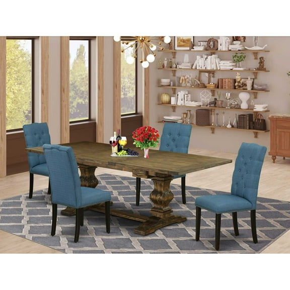 East West Furniture Table Top- Table Pedestal Parson Chairs, LAEL5-71-21
