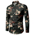 thumbnail image 4 of Men's Shirts Long Sleeve Vintage Floral Printed Comfortable Button Down Collared Tops Slim Fit Free Party Fashion Dress Shirts for Men, 4 of 5