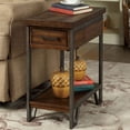 thumbnail image 6 of End Table with Charging Station, Modern Rustic Side Table with Metal Frame and Open Shelf, Wooden Sofa Side Table with Hidden Tray, Turned Legs for Small Space, 6 of 8